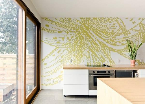 σχεδιασμός πράσινου τοίχου με έγχρωμες ιδέες βαφής τοίχου