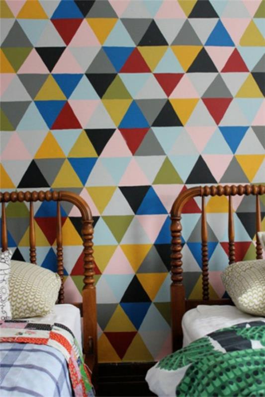 Υπέροχος σχεδιασμός τοίχου με γεωμετρικές ιδέες χρωμάτων τοίχου