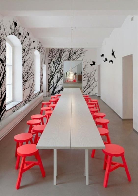 Υπέροχος σχεδιασμός τοίχων χρώματα τοίχου ιδέες σκαμπό κόκκινο