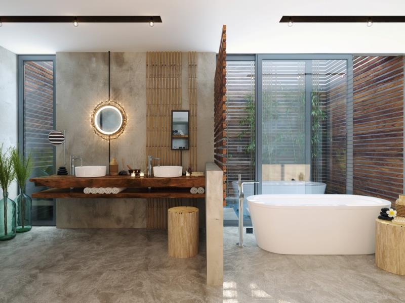 Μπάνια ονείρου ανεξάρτητα έπιπλα μπάνιου από ξύλο χωρίσματος τοίχου μπανιέρας