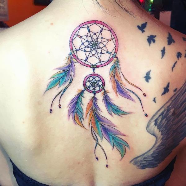 Dream catcher tattoo πολύχρωμα τατουάζ