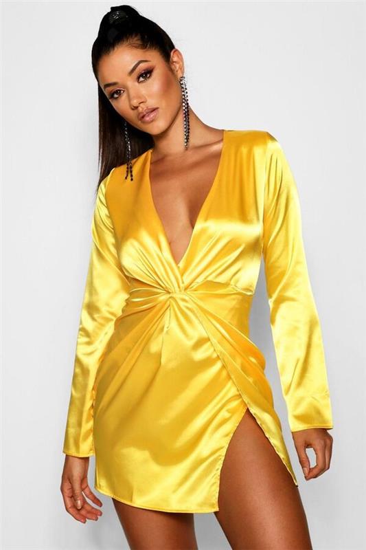 Μοντέρνο κίτρινο χρώμα - ιδέες για wrap φόρεμα καλοκαιρινά φορέματα