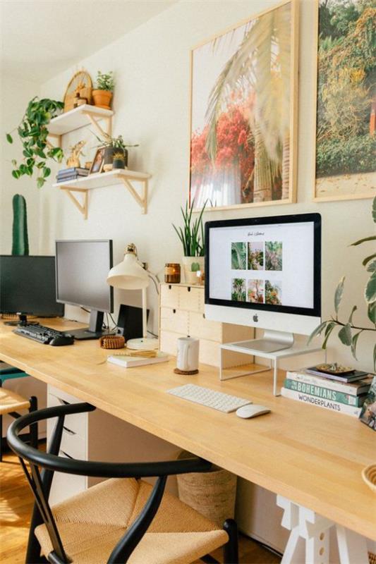 Trends 2021 στο interior design μοντέρνο ζεστό γραφείο στο σπίτι ζεστά χρώματα εμπνέοντας ατμόσφαιρα