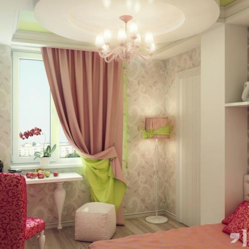 ιδέες επίπλωσης κοριτσιών για νεανικά δωμάτια κουρτίνες ροζ
