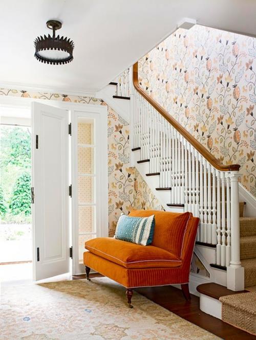 Σκαλοπάτια και χαλιά για ξύλινα σκαλοπάτια καναπέ πορτοκαλί