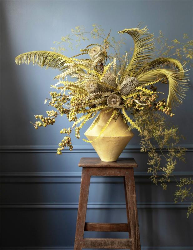 Μπουκέτο διακόσμησης αποξηραμένων λουλουδιών κίτρινο