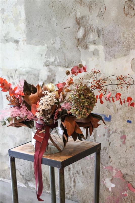Ανθοδέσμη διακόσμησης αποξηραμένων λουλουδιών ιδέες διακόσμησης λουλουδιών φθινοπωρινό τσίμπημα