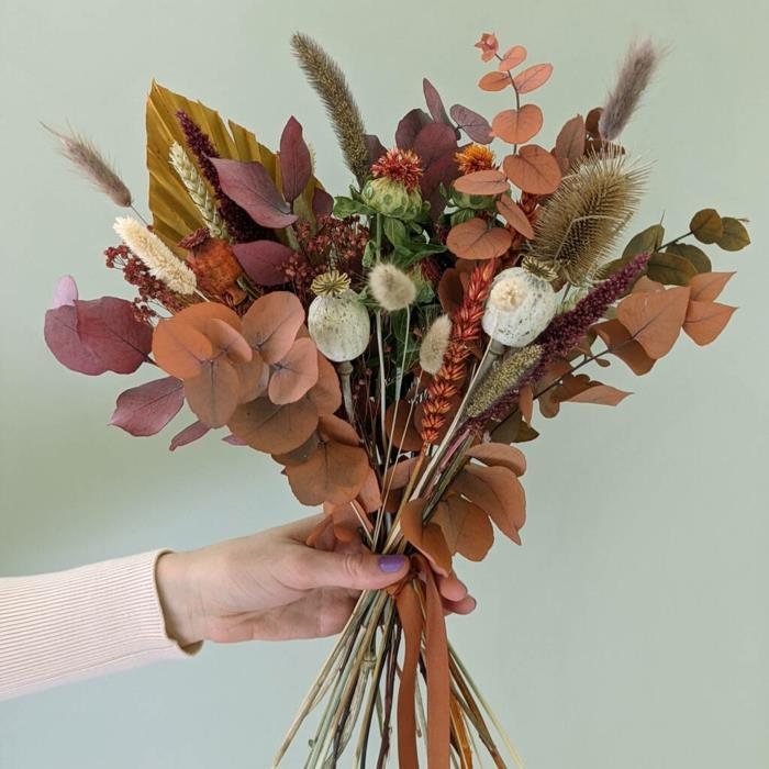Μπουκέτο διακόσμηση αποξηραμένων λουλουδιών ιδέες διακόσμησης λουλουδιών φθινόπωρο
