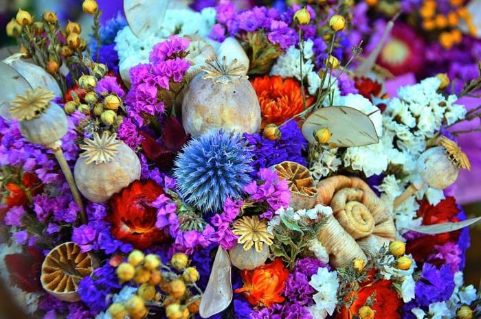 Αποξηραμένα λουλούδια μπουκέτο διακόσμηση παπαρούνα