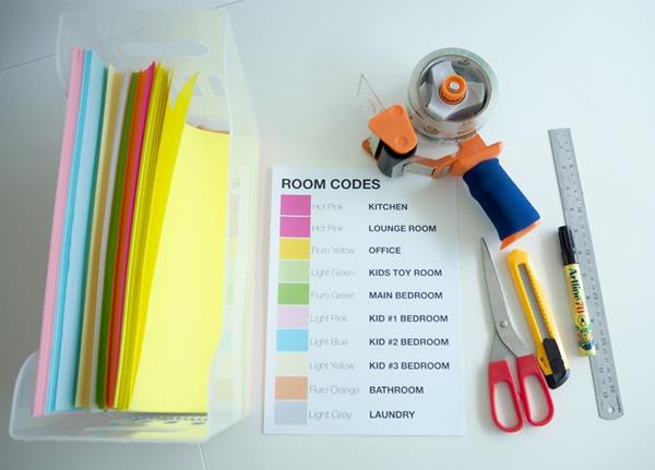Συμβουλές κινήσεων Συσκευασία Κουτιά από χαρτόνι Παραγγελία Color Code Moving Company