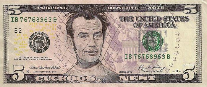 Αμερικάνικα τραπεζογραμμάτια δολάρια λογαριασμοί Τζακ Νίκολσον πρόσωπο