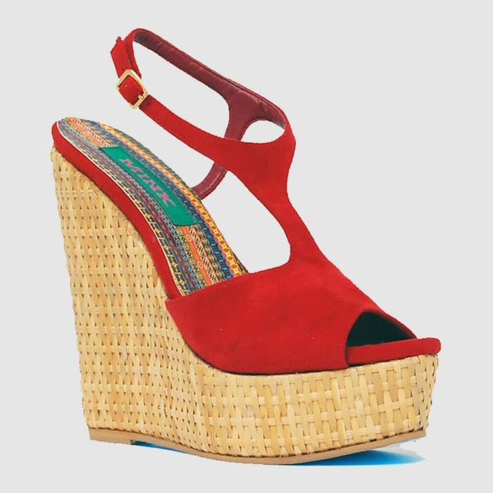Vegan παπούτσια Rebecca Mink σχεδιαστικά παπούτσια σφήνα κόκκινο τακούνι