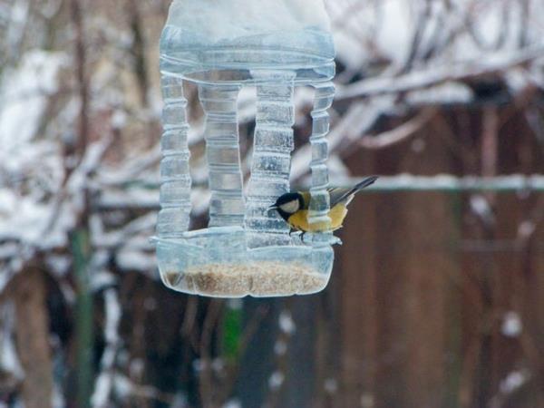 Φτιάξτε το δικό σας πλαστικό μπουκάλι τροφοδότη πουλιών
