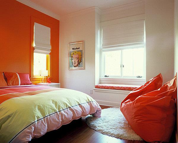 Χρώματα τοίχου στο υπνοδωμάτιο πορτοκαλί φωτεινό θετικό