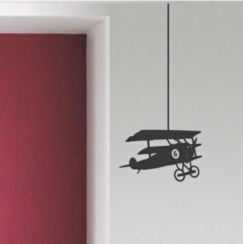 Διακόσμηση τοίχου με αυτοκόλλητο τοίχου αεροπλάνο που κρέμεται κόκκινο