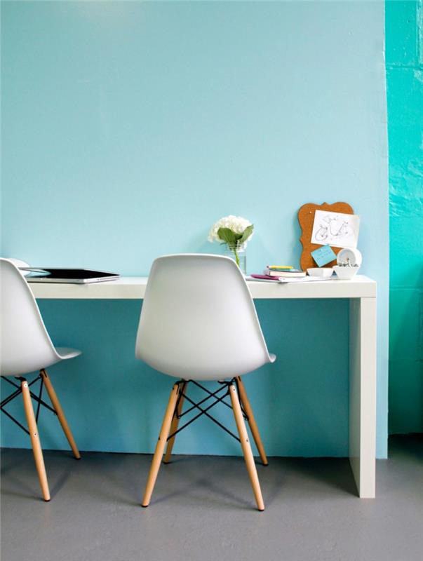 Χρώμα τοίχου τιρκουάζ μπλε αίθουσα μελέτης χρώματα τοίχου γραφείου στο σπίτι συνδυάζονται