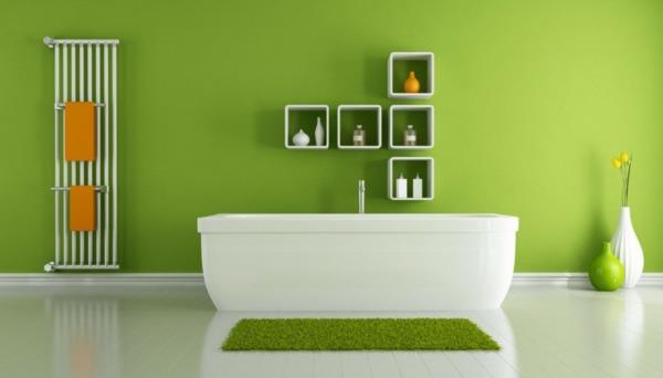 Αποχρώσεις τοίχου από πράσινα ράφια μπάνιου
