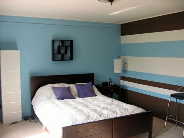 Σχεδιασμός τοίχου υπνοδωμάτιο τοίχου χρώματα ανοιχτό μπλε ρίγες