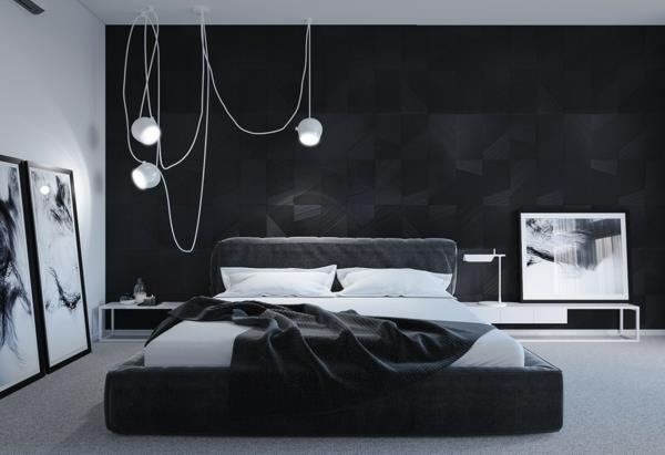Σχεδιασμός τοίχου υπνοδωμάτιο μαύρο χρώμα τοίχου