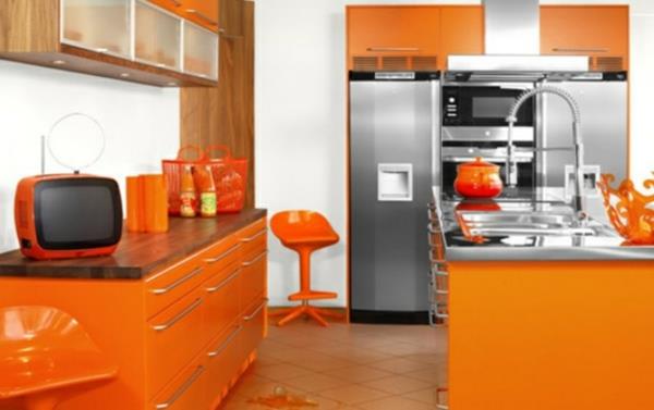 Σχεδιασμός τοίχου για την κουζίνα πορτοκαλί κόκκινο