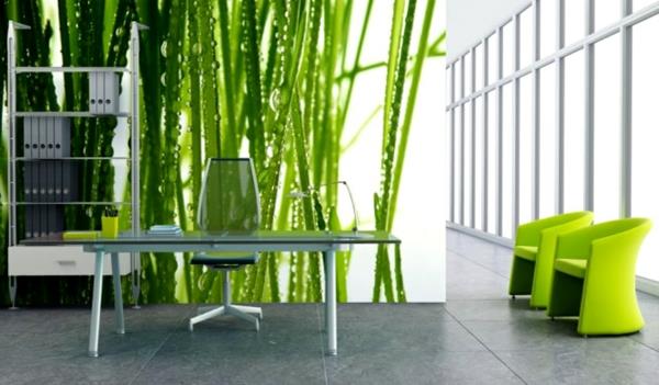 Σχεδιασμός τοίχου με φωτογραφία ταπετσαρία φύση πράσινο γραφείο