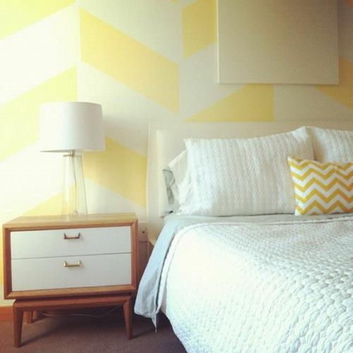 γεωμετρικά σχήματα βουτυρώδες κίτρινο σχέδιο ιδέες διακόσμηση τοίχου