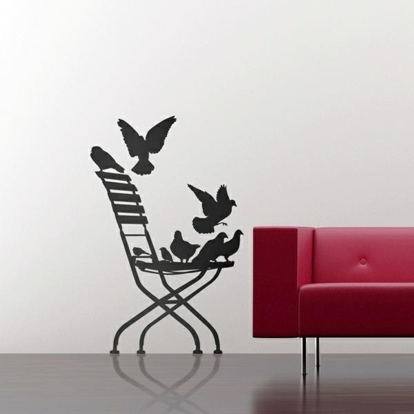 Αυτοκόλλητο τοίχου και αυτοκόλλητο τοίχου καρέκλα κήπου φύση πουλί