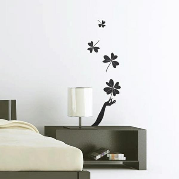 Αυτοκόλλητα τοίχου και αυτοκόλλητα τοίχου λουλούδια υπνοδωματίου μαύρο επιτραπέζιο φωτιστικό