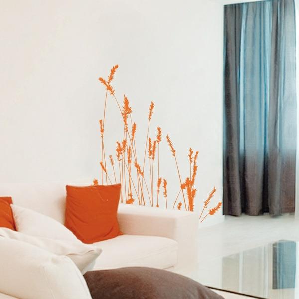 Αυτοκόλλητα τοίχου και αυτοκόλλητα τοίχου υπνοδωμάτιο πορτοκαλί λουλουδάτο