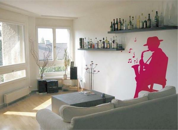 Αυτοκόλλητα τοίχου αυτοκόλλητα τοίχου τραγουδιστής ράφια σαλόνι καναπές