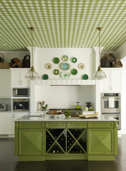 Διακόσμηση πλάκας τοίχου κλασική αντίκα διακοσμημένη πράσινη κουζίνα