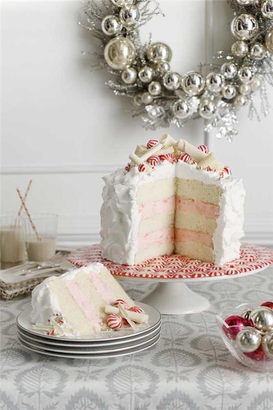 Ιδέα λευκής τούρτας για διακόσμηση κέικ