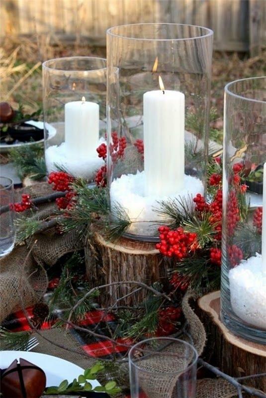 Χριστουγεννιάτικες διακοσμήσεις διακοσμήσεις τραπέζης σε στιλ χώρας τριαντάφυλλα ρουστίκ στοιχεία