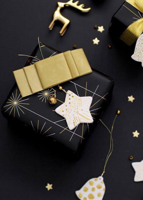 Χριστουγεννιάτικες διακοσμήσεις σε χρυσό και μαύρο ιδέες για μικρά διακοσμητικά αντικείμενα