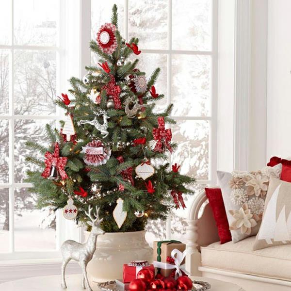 διακόσμηση για τεχνητό χριστουγεννιάτικο δέντρο κόκκινο λευκό ελάφι