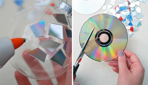 Φτιάξτε Χριστουγεννιάτικα στολίδια μόνοι σας έλατο μπάλα δισκοβολίας cd