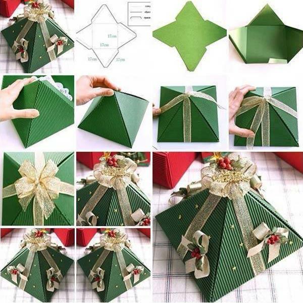 Κάντε Χριστουγεννιάτικα δώρα μόνοι σας από χαρτόνι πράσινο έλατο
