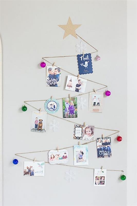 Χριστουγεννιάτικες κάρτες κορδόνι από γιούτα σε σχήμα χριστουγεννιάτικου δέντρου κρεμάστε ευχετήριες κάρτες σε αυτό