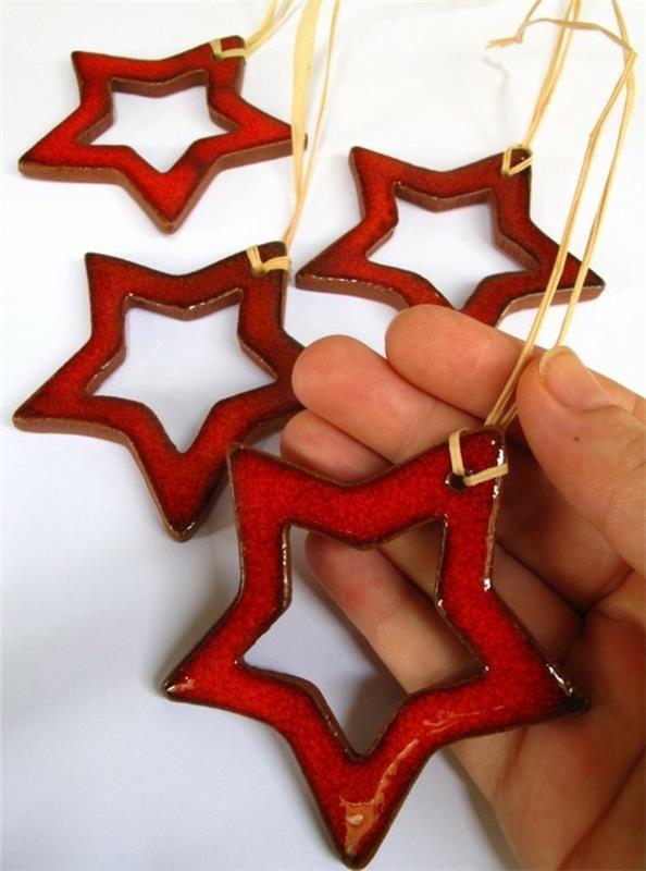 Χριστουγεννιάτικα αστέρια tinker fimo ιδέες DIY Χριστουγεννιάτικη διακόσμηση κόκκινο αστέρι