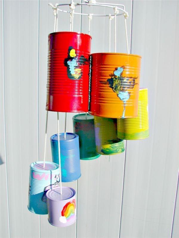 Ανεμοδείκτες χτυπάει με φυσικά υλικά diy ιδέες τενεκεδένια κουτάκια