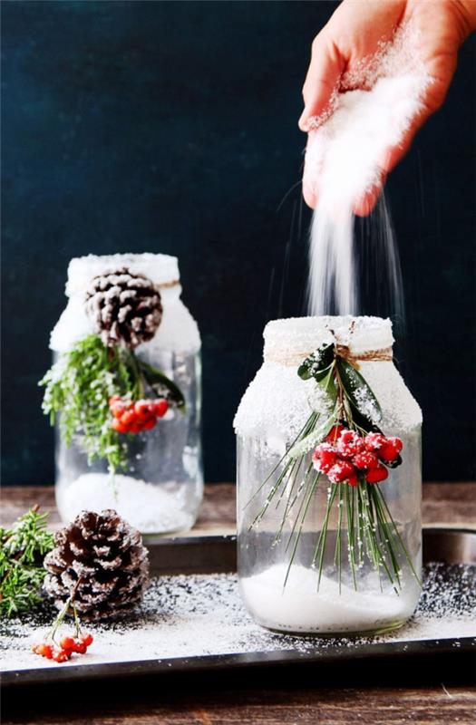 Φτιάξτε χειμερινές διακοσμήσεις για χριστουγεννιάτικα βάζα διακόσμηση χιονιού αλάτι