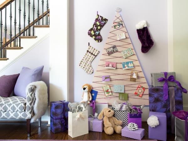 Χειμερινή διακόσμηση μπαστούνι για Χριστουγεννιάτικες μοβ χριστουγεννιάτικες ιδέες διακόσμησης δέντρα δώρα