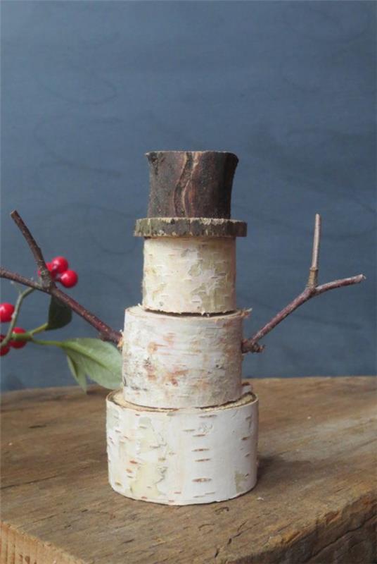 Φτιάξτε χειμερινές διακοσμήσεις για το χριστουγεννιάτικο φλοιό σημύδας από χιονάνθρωπο