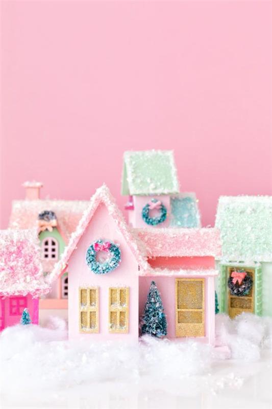 Χειμερινό τοπίο Tinker - Χριστουγεννιάτικες ιδέες, φανταστικά απλές οδηγίες και συμβουλές χρωματιστά χάρτινα τσόχινα σπίτια πολύχρωμα