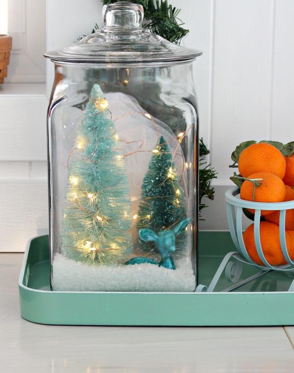 Tinker χειμερινό τοπίο - Χριστουγεννιάτικες ιδέες, φανταστικές απλές οδηγίες και συμβουλές diorama γυαλί τοπίου νεράιδα φώτα