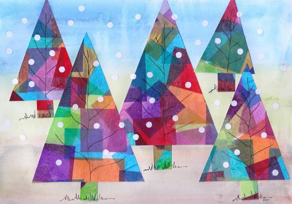 Tinker χειμερινό τοπίο - Χριστουγεννιάτικες ιδέες, φανταστικές απλές οδηγίες και συμβουλές δράκος χαρτί πολύχρωμα βιτρό