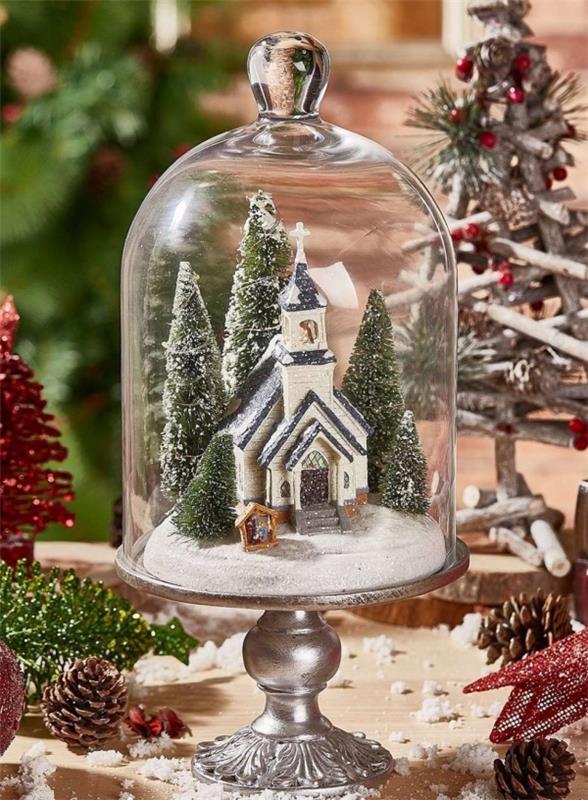 Χειμερινό τοπίο Tinker - Χριστουγεννιάτικες ιδέες, φανταστικά απλές οδηγίες και συμβουλές εκκλησιαστικό τοπίο κάτω από γυαλί