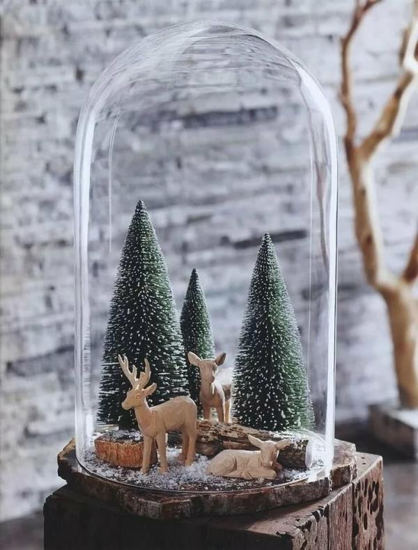 Tinker χειμερινό τοπίο - Χριστουγεννιάτικες ιδέες, φανταστικές απλές οδηγίες και συμβουλές τοπίο ξύλινο ελάφι κάτω από γυαλί