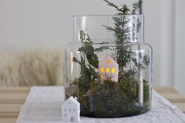 Tinker χειμερινό τοπίο - Χριστουγεννιάτικες ιδέες, φανταστικά απλές οδηγίες και συμβουλές τοπίο βρύα σε γυαλί