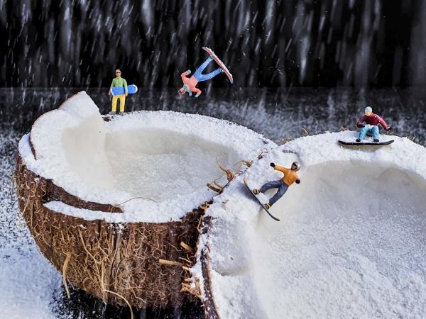 Χειμερινό τοπίο Tinker - Χριστουγεννιάτικες ιδέες, φανταστικές απλές οδηγίες και συμβουλές αστείο τοπίο με snowboard